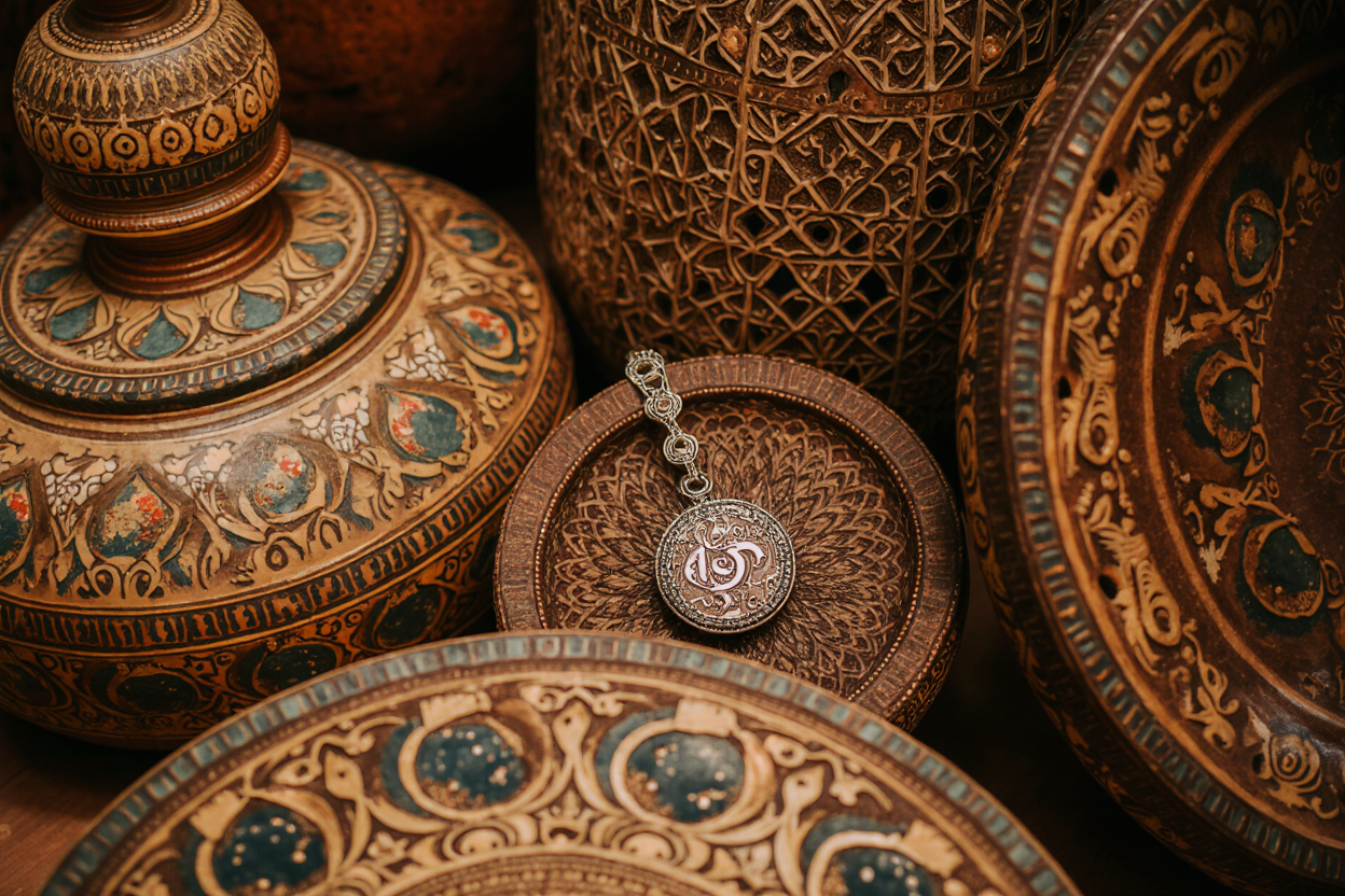 Traditional Moroccan crafts collection in Marrakech museums featuring Berber jewelry ceramics and woodcarvings
