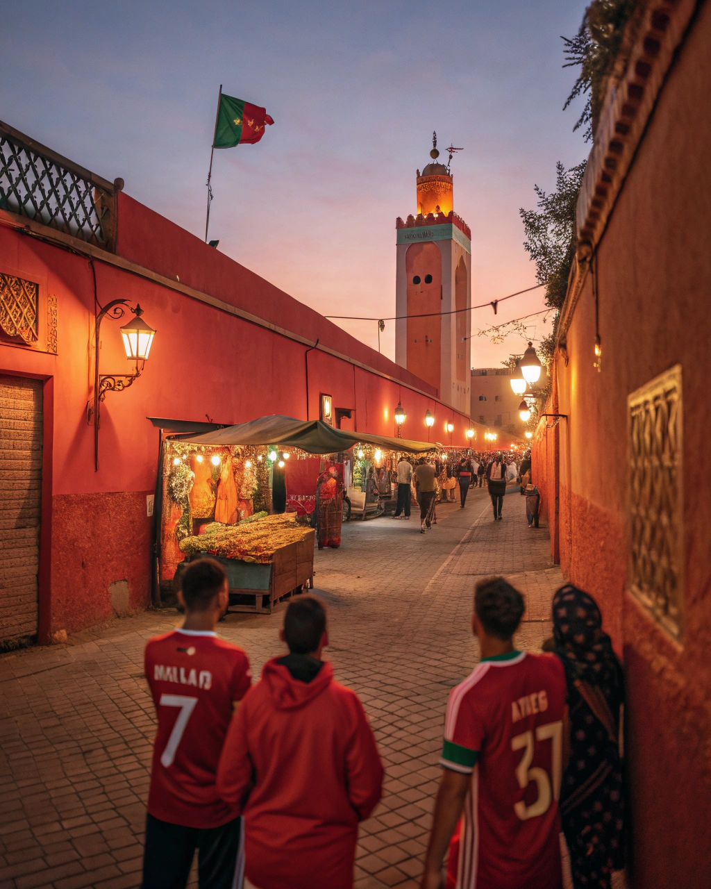 Vibrant fans in Marrakesh square during AFCON host cities preparations for Morocco AFCON 2025 event