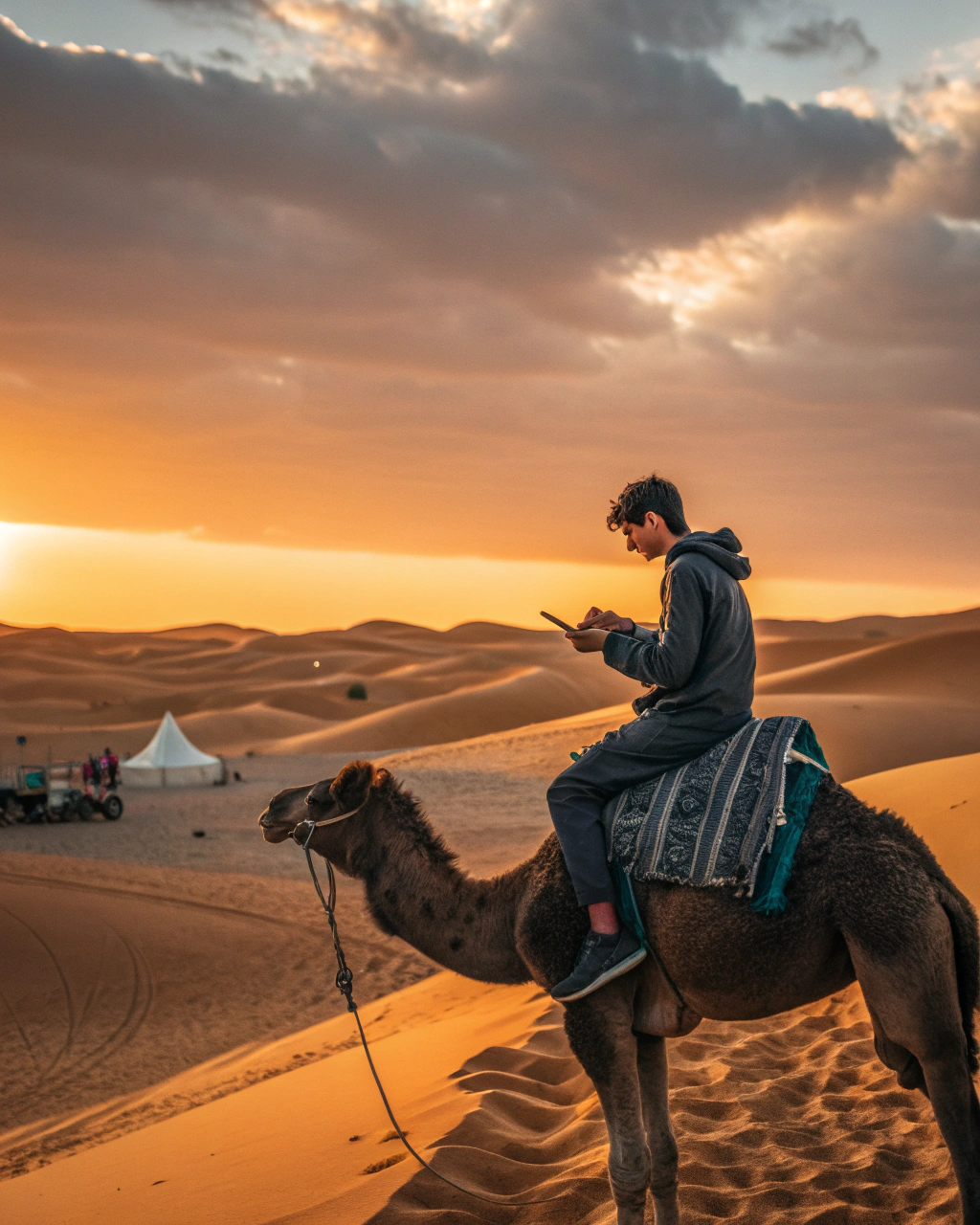 Exploring Sahara Desert with the best SIM card for Morocco providing essential mobile data for safety and navigation during remote adventures in 2025, perfect for heavy data users on multi-day trips