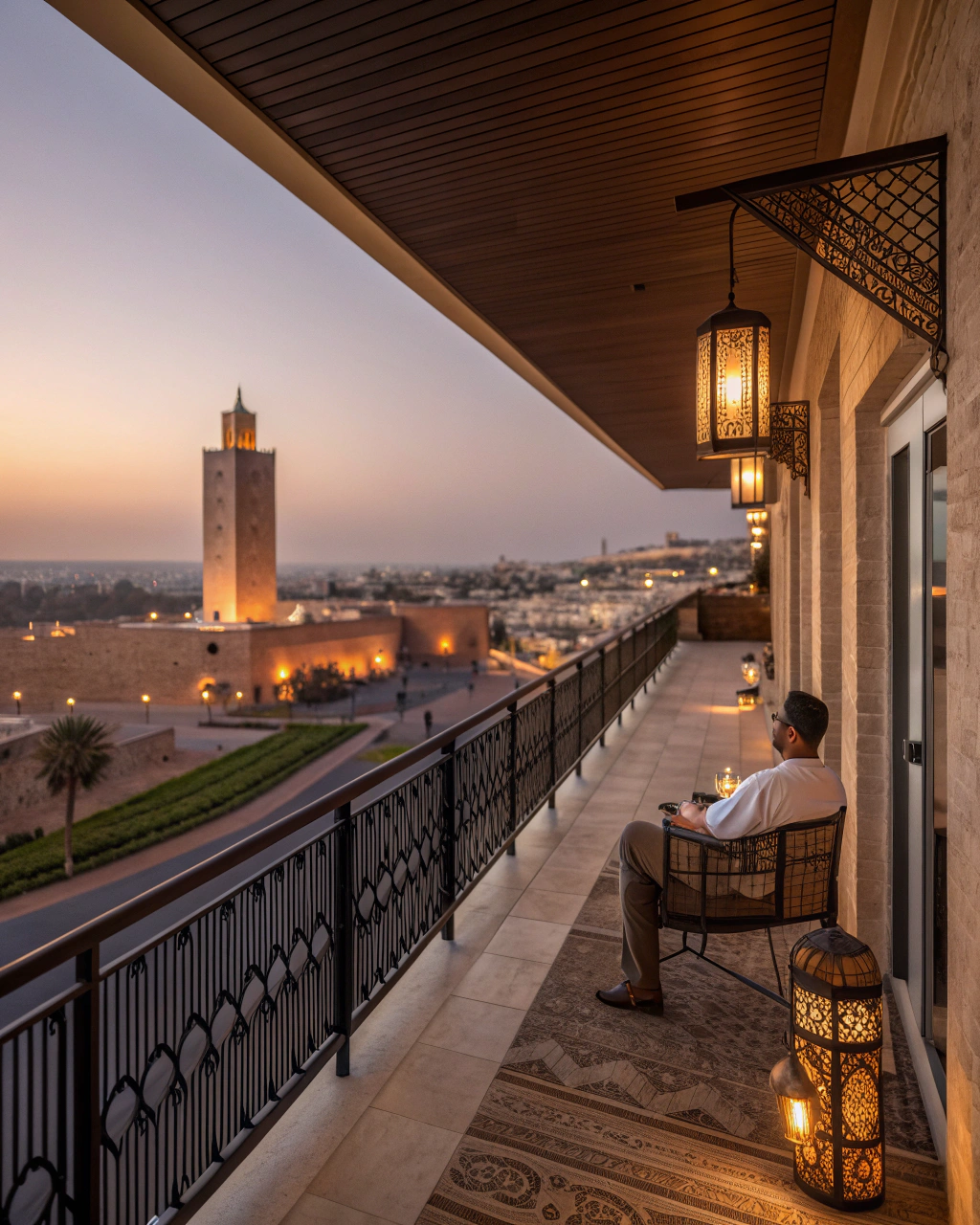 Balcony view from Rabat mid-range hotel, perfect for early booking of where to stay during AFCON 2025, offering comfort and views near stadiums in Morocco's vibrant cities.