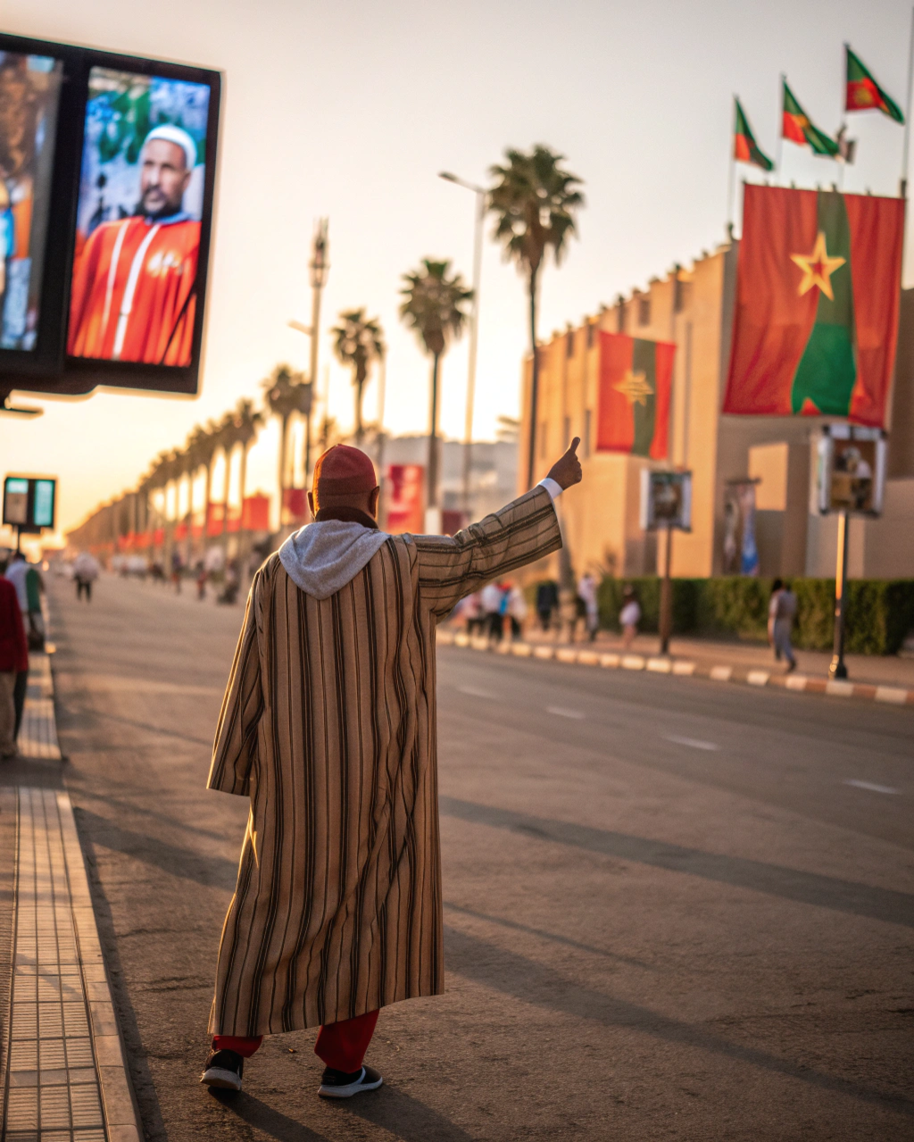 Enthusiastic Moroccan fans in Rabat streets preparing for AFCON 2025 opener, capturing the excitement of when is AFCON 2025 in Morocco starting December 21, 2025, blending cultural pride with soccer passion in host city venues