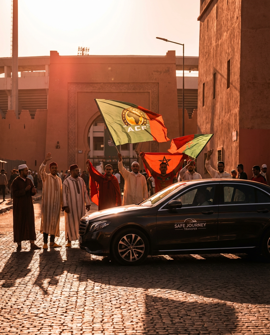 Welcome Pickups Morocco for AFCON 2025 airport transfers: English-speaking driver providing personalized service at Tangier Ibn Battouta Airport, ensuring reliable transport to matches in host cities