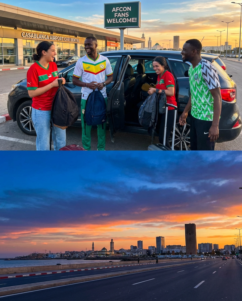 Car rental options in Morocco for AFCON 2025, flexible transport between Casablanca and Rabat for group fans attending train Casablanca Rabat AFCON matches and stadium events