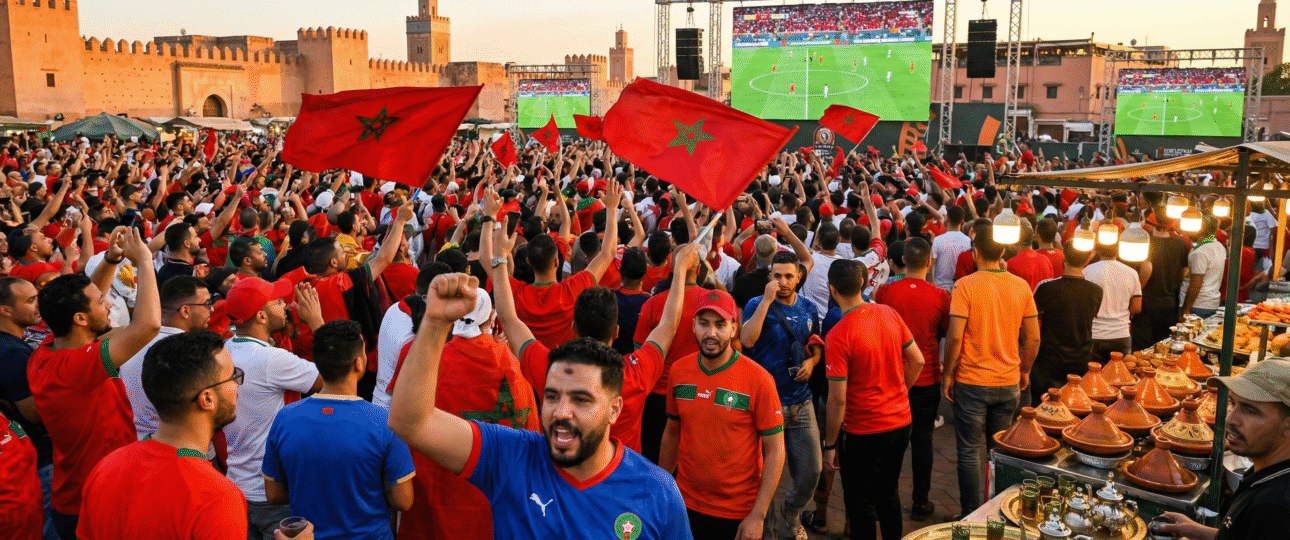 Exciting AFCON fan zones Morocco 2025 at Jemaa El-Fna Marrakech with cheering crowds, giant screens, and cultural vibes – ultimate guide for solo travelers experiencing football and Moroccan heritage in 2025