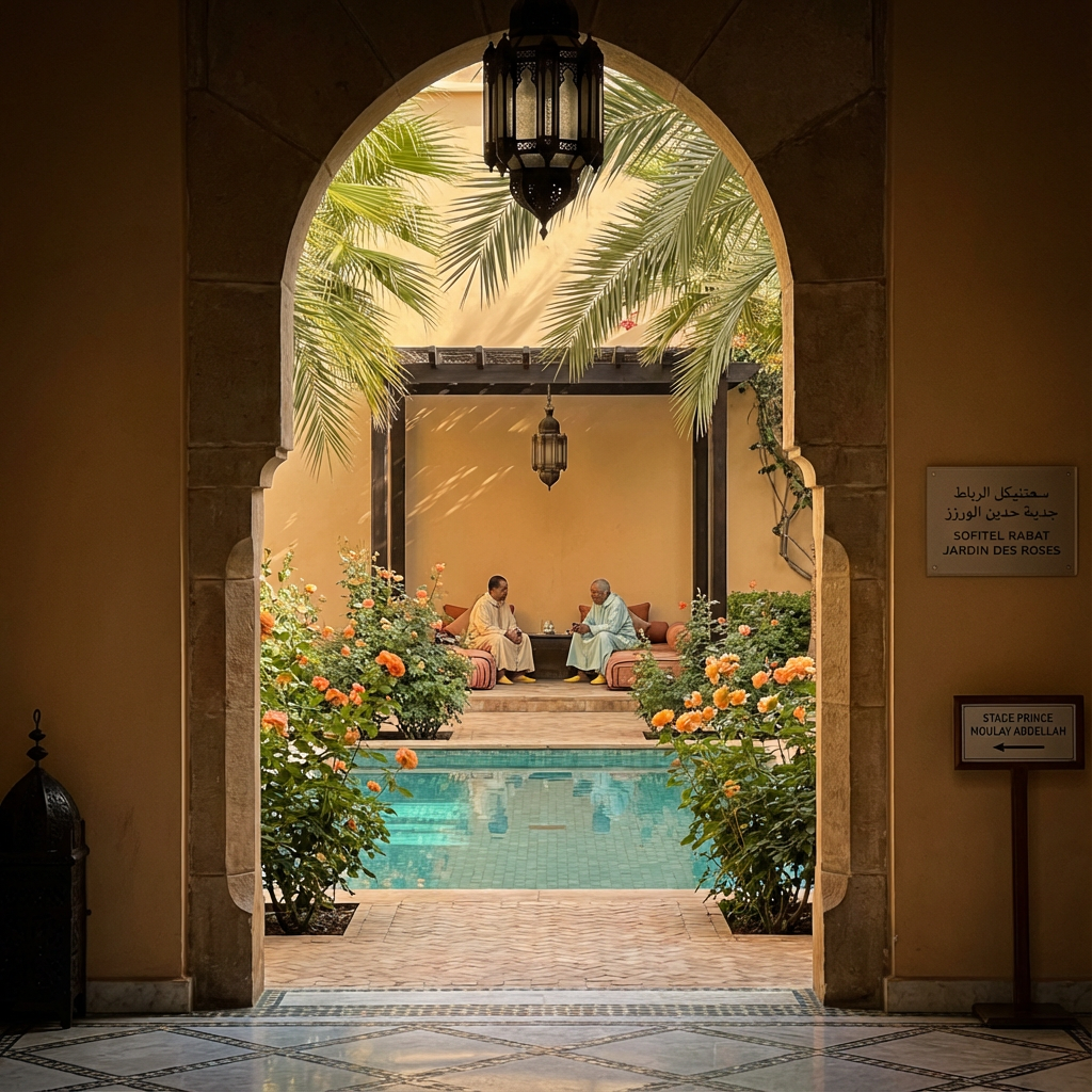 Sofitel Rabat Jardin des Roses, luxury hotel near Prince Moulay Abdellah Stadium Rabat for AFCON 2025, peaceful gardens and pool for fans seeking comfort close to the venue in historic Morocco