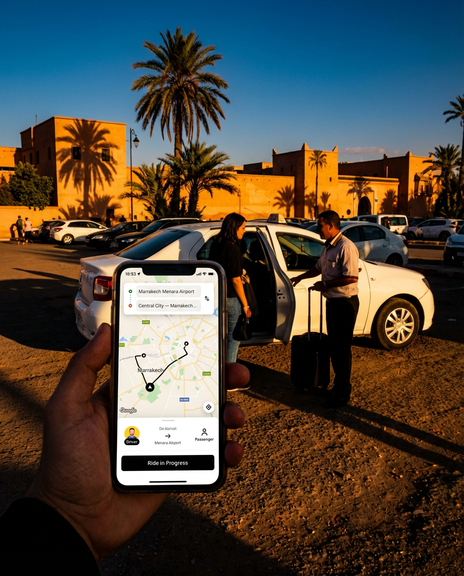 Uber in Morocco alternatives for Marrakech Menara airport transfer: Apps like Heetch, Roby, Careem offer tracked rides 80-120 MAD, safe tech-savvy option with English-speaking drivers and upfront pricing