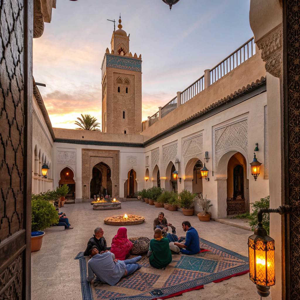 Cozy riad guesthouse in Rabat offering cheap hotels afcon morocco accommodations for fans attending Round of 16 matches, authentic Moroccan hospitality near Prince Moulay Abdellah Stadium during the 2025 Africa Cup of Nations