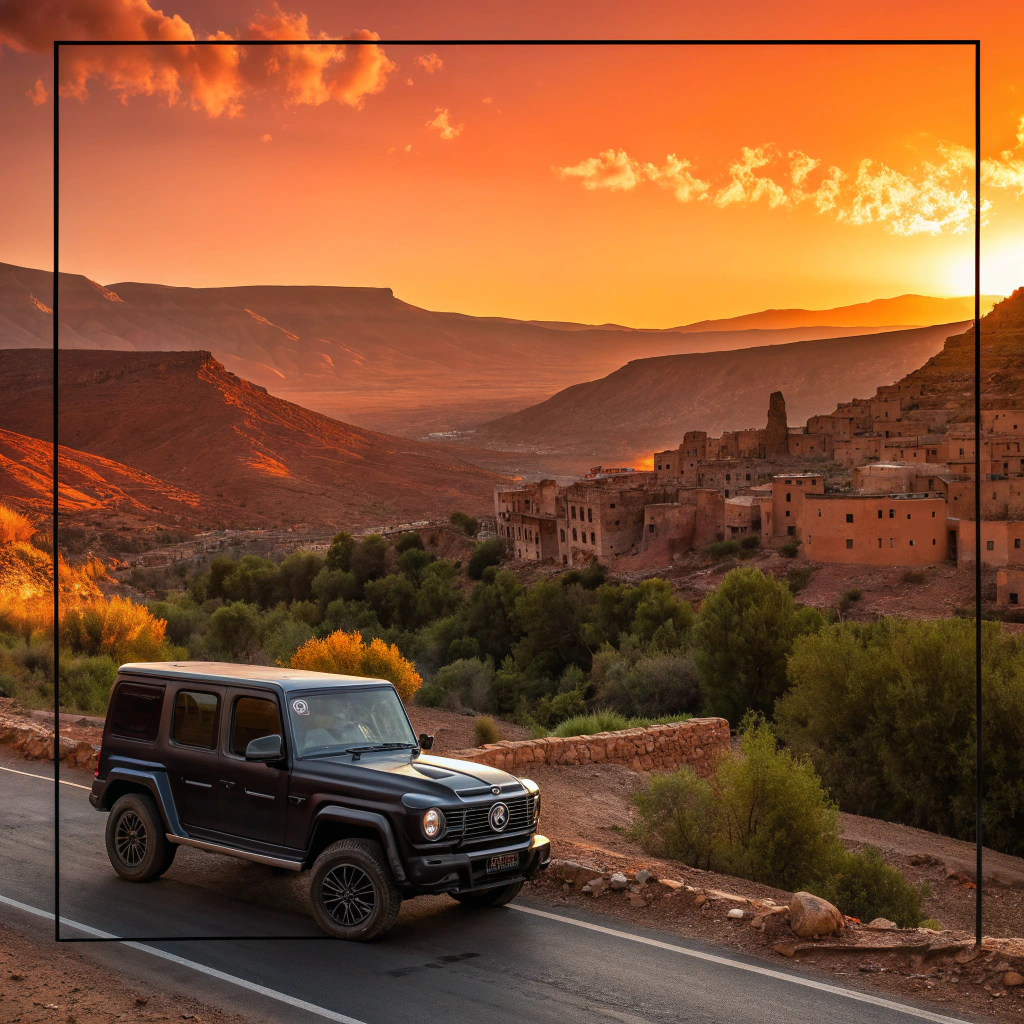 Family enjoying Casablanca to Marrakech drive time stop at scenic viewpoint, ideal break on Morocco road trip with tips from car rental Morocco reviews