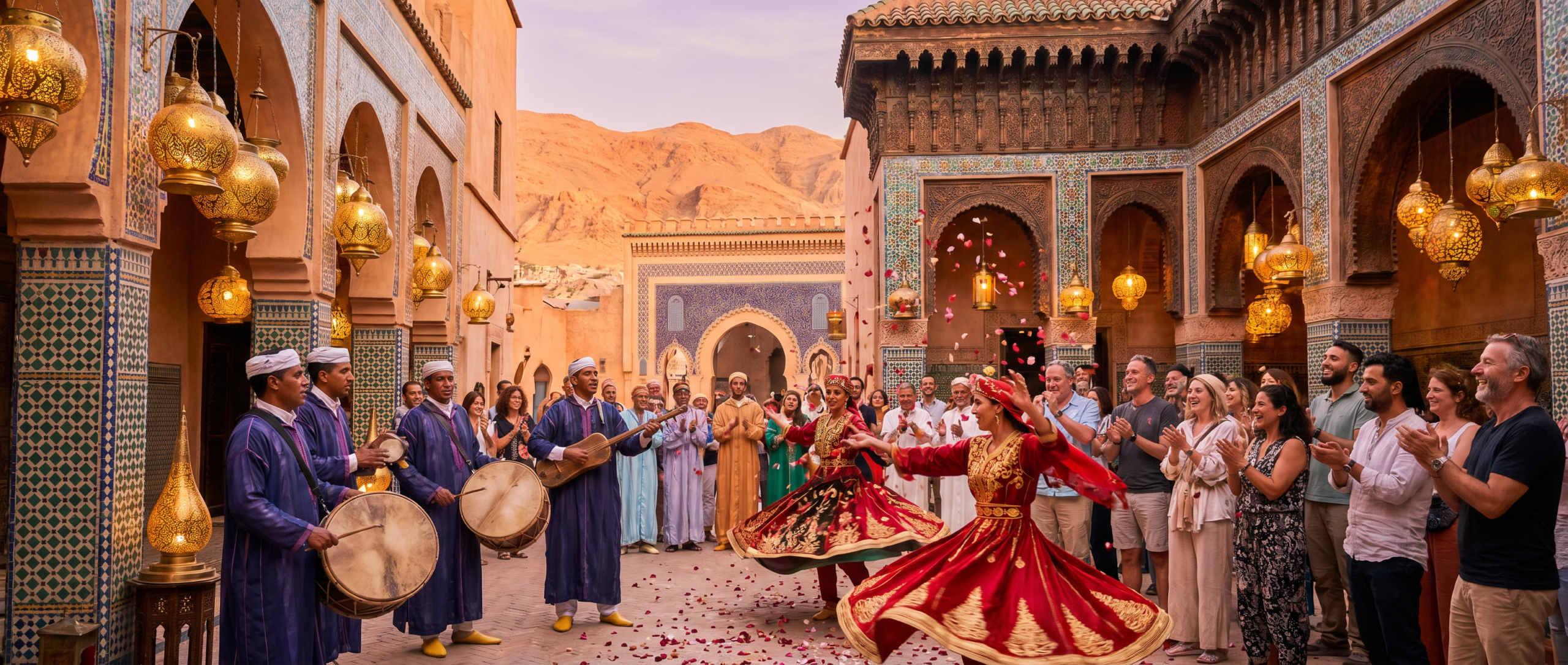 Vibrant Moroccan festival celebration with traditional music and colorful decorations in 2026