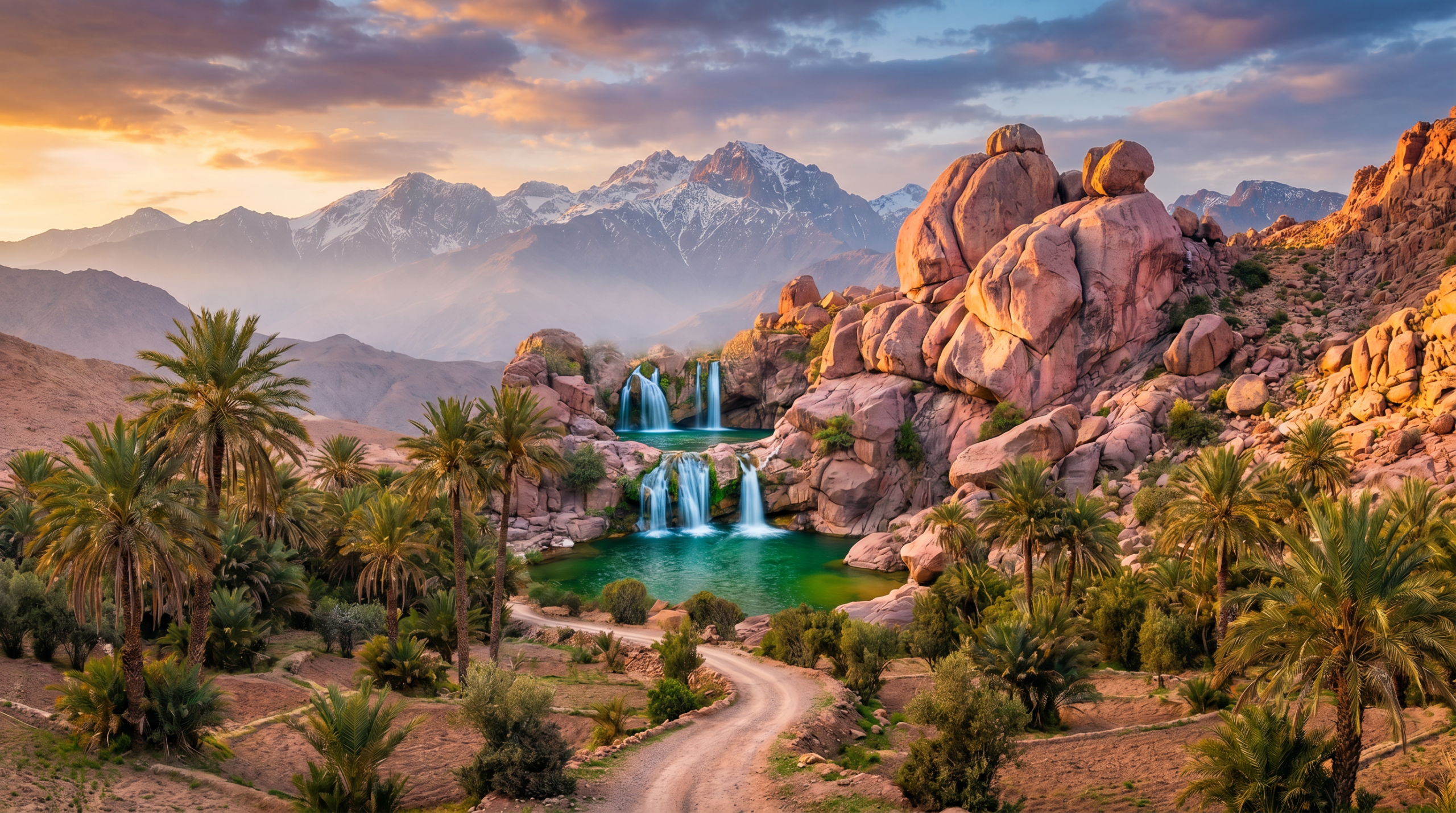 Hidden gems Morocco – secret waterfalls, pink granite valleys, and palm-fringed oases in unexplored Morocco