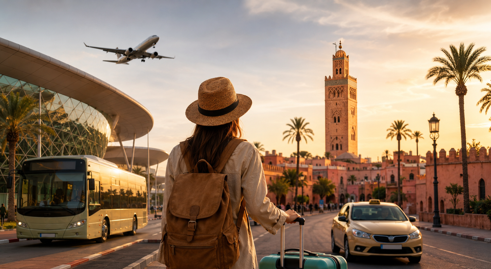 Marrakech airport to city center taxi and bus options at Menara Airport