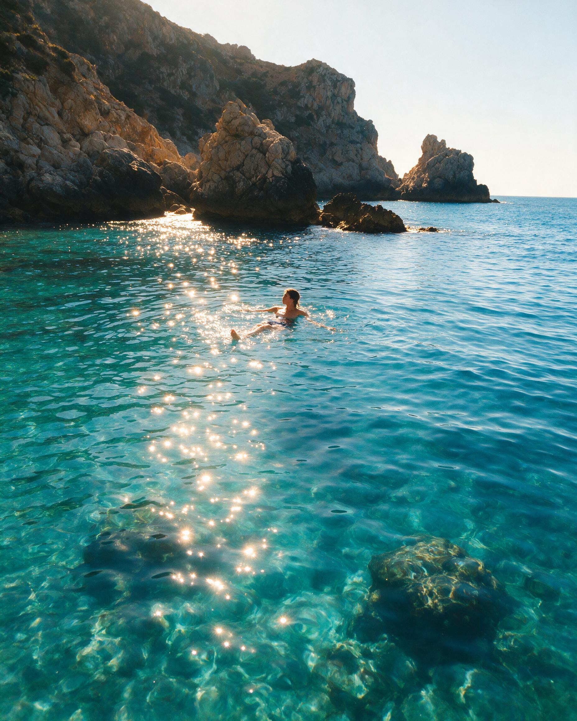 Al Hoceima Las Cuevas beach crystal-clear Mediterranean swimming: inspirational morocco sea beach experience for tourists seeking calm safe waters.