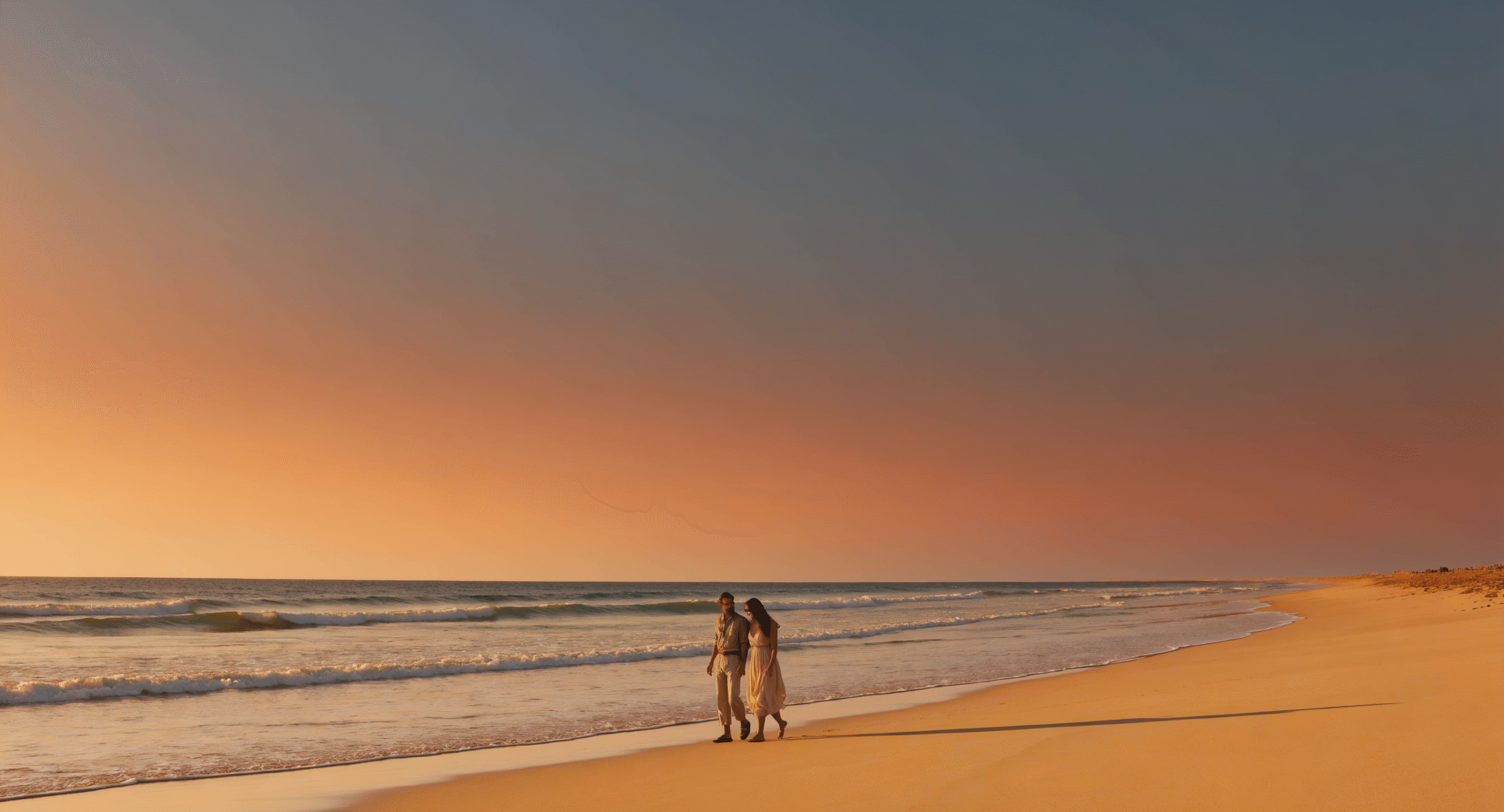 Morocco beach weather guide: panoramic sunset view of Agadir beach with warm golden light, perfect coastal climate for your Morocco travel planning