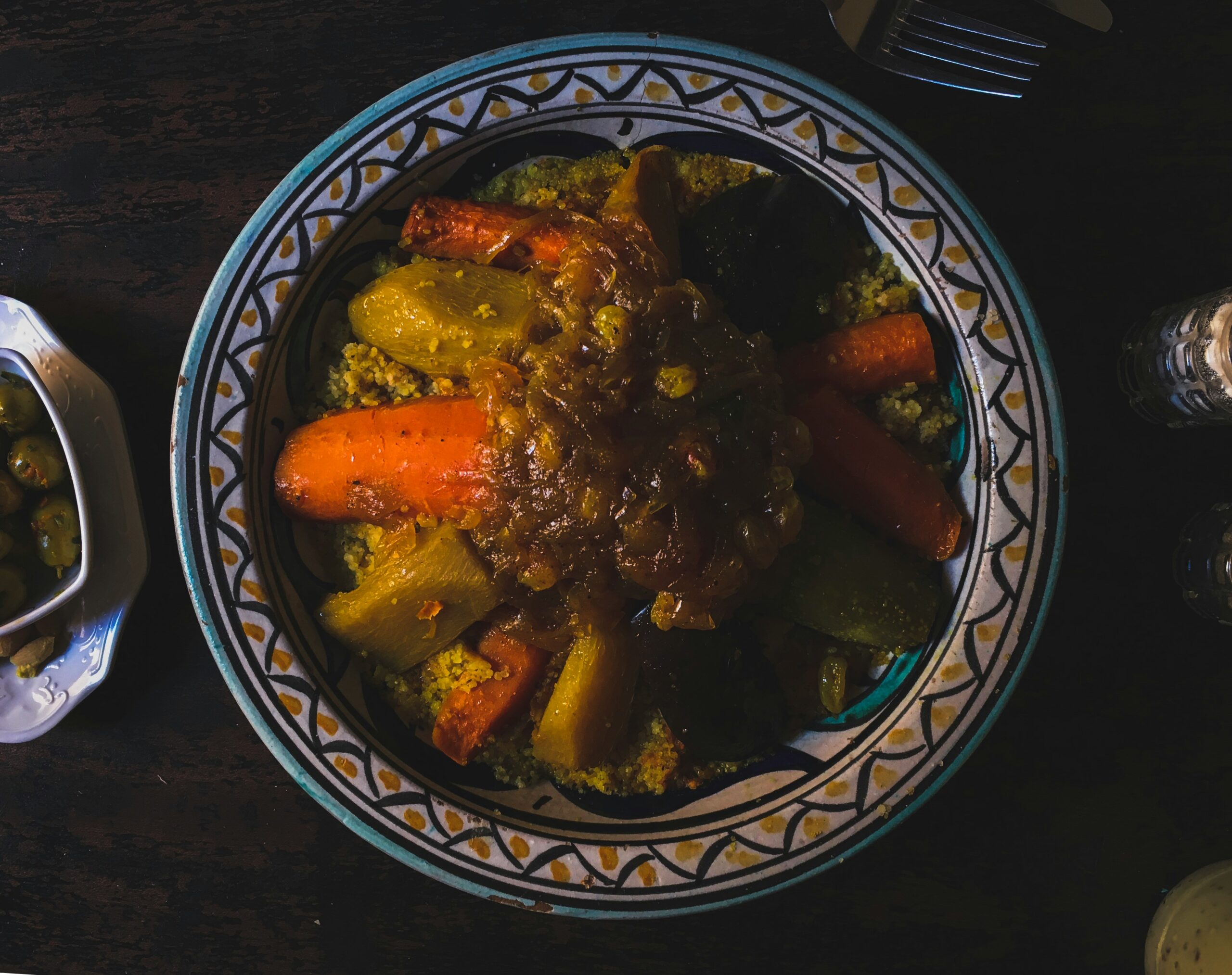 Traditional Moroccan food and tagine in Marrakech
