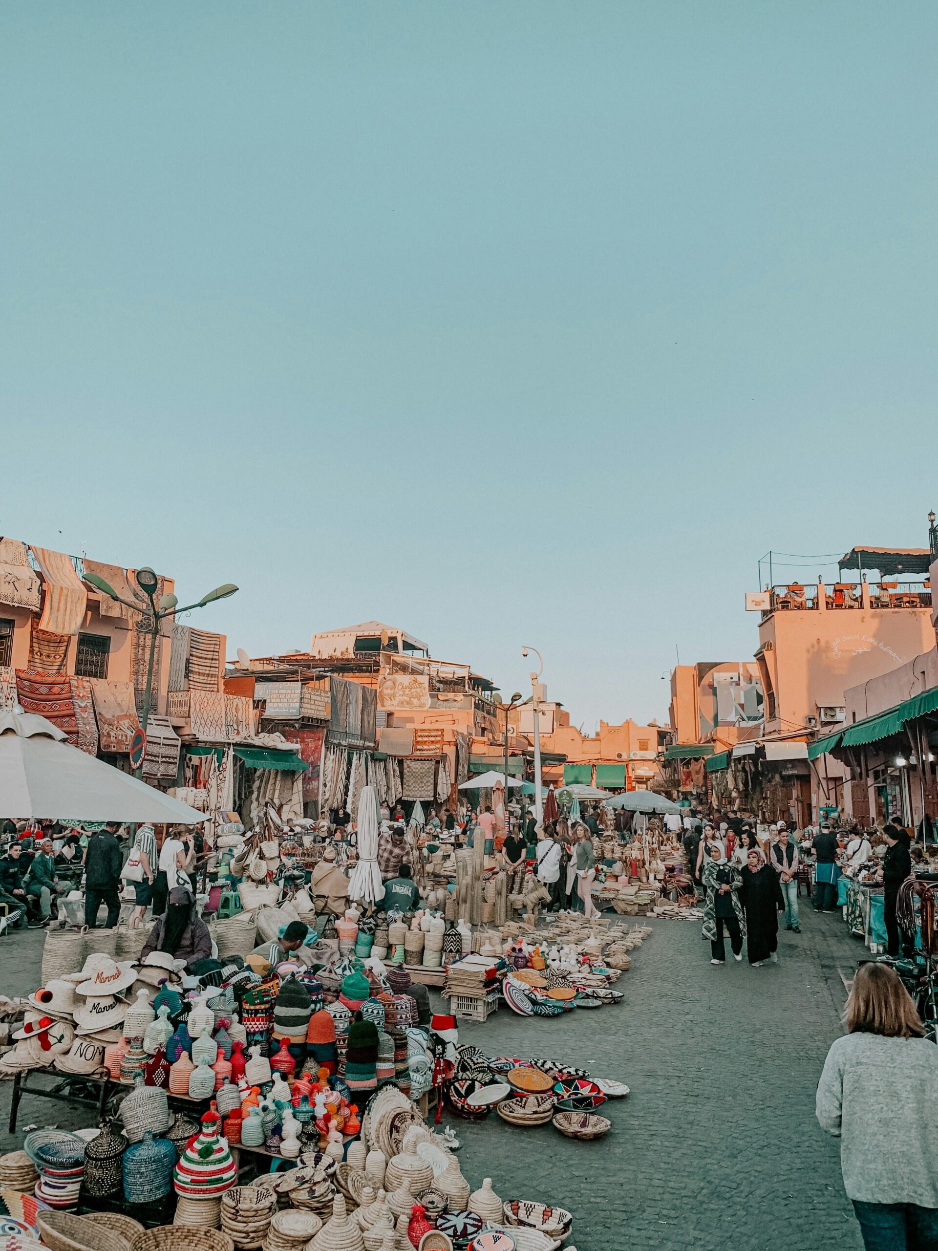 Marrakech Morocco medina with red walls and traditional architecture