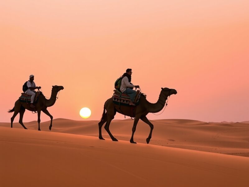 Sunset camel trek on Erg Chebbi dunes